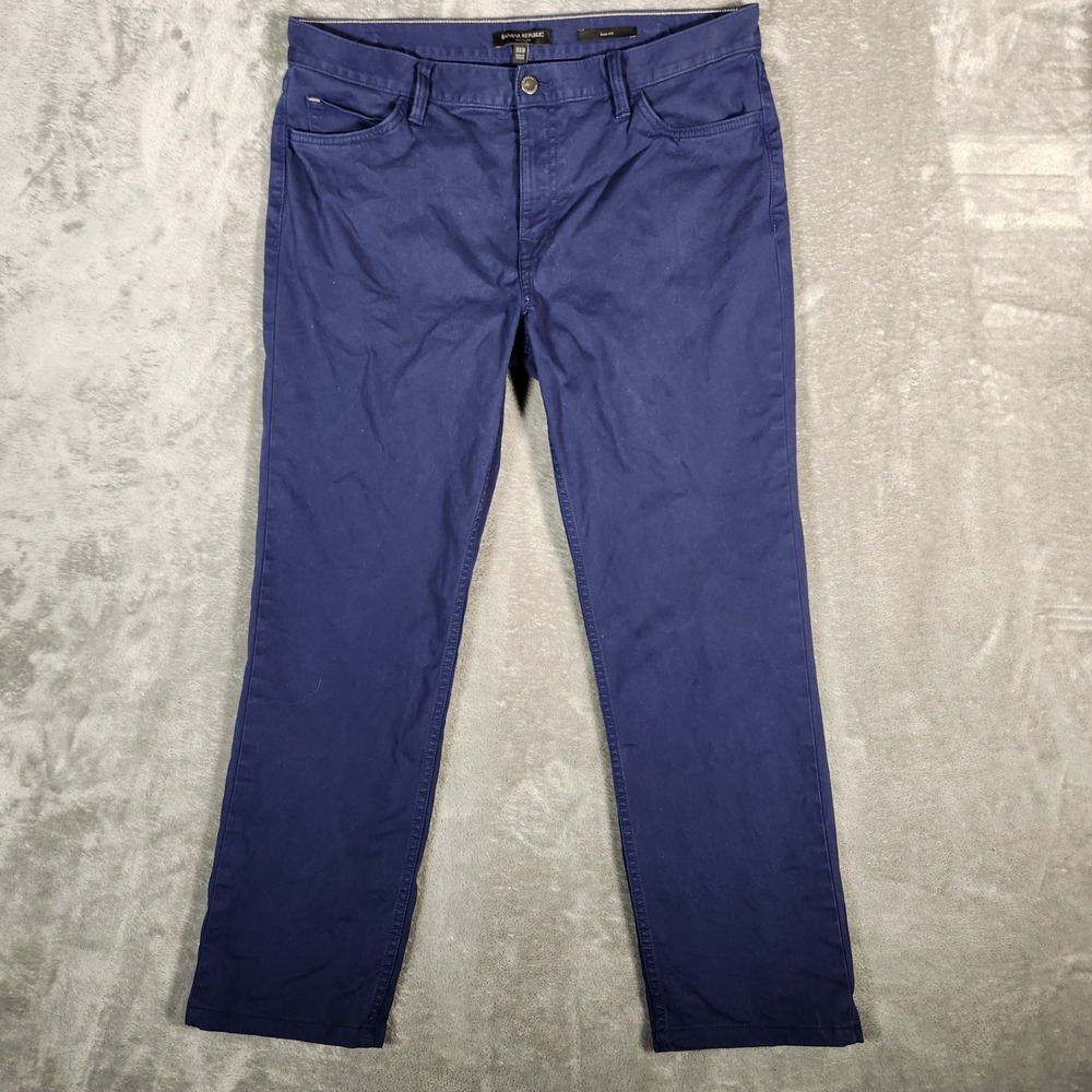 Banana Republic Pants Men's 35X30 Blue Traveler Slim‎ Twill Spring Navy